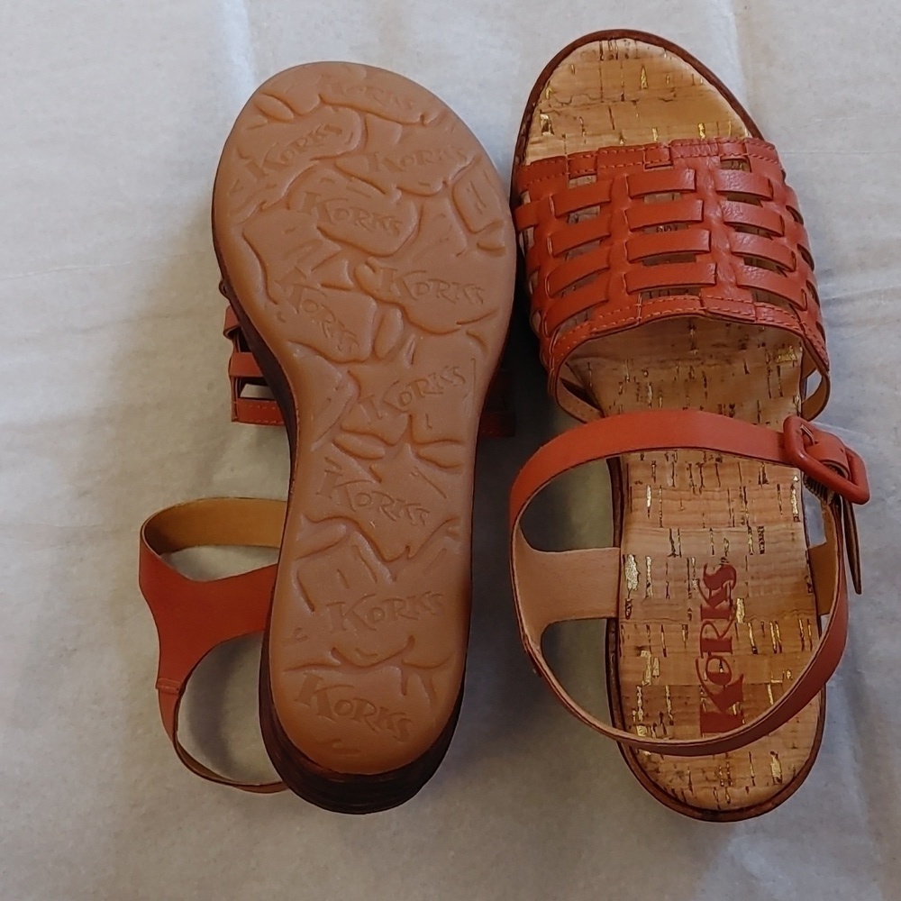 Korks Marley Strappy Wedge Sandal Orange Cinnamon NEW Womens - Picture 4 of 7